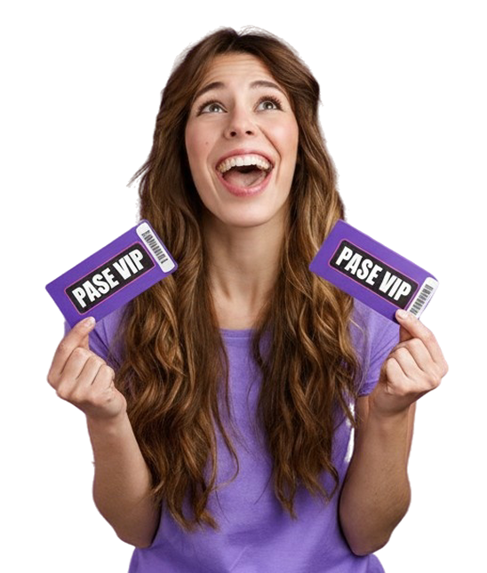 Mujer feliz con tickets